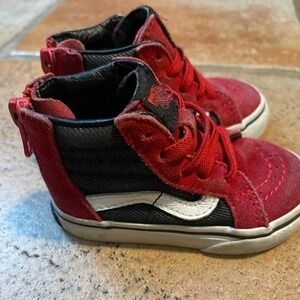 Vans high tops baby size 4 red black suede